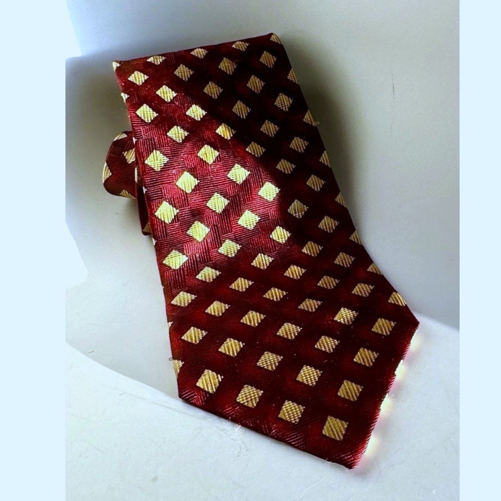 Mark Shale Necktie Farrell Reed Burgundy Gold Geometric Street Office Unisex Tie